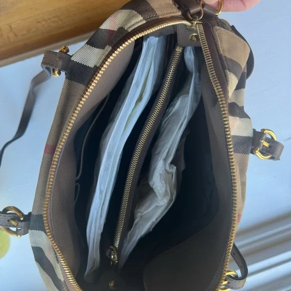 Burberry leather and canvas Tan and Brown - Grey Shoulder / Tote Bag - Picture 6 of 12